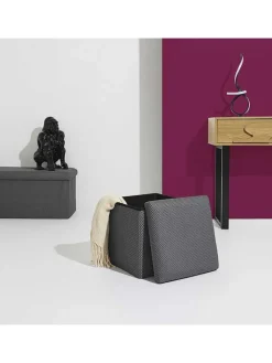 Rétro Chic Sitzmöbel<Aufbewahrungshocker "Atome" in Grau - (B)38 x (H)38 x (T)38 cm