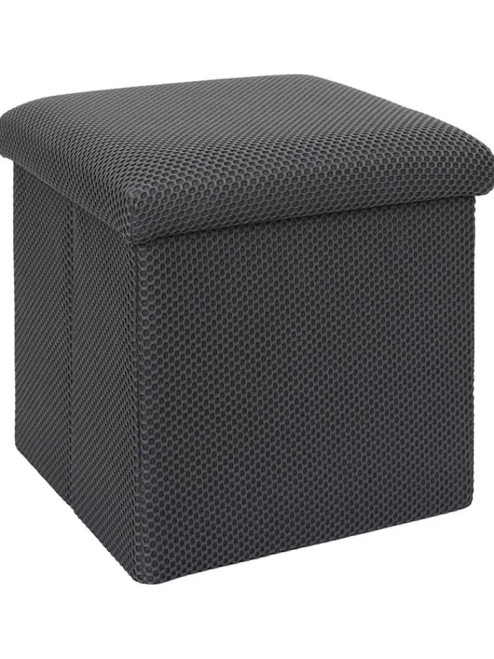 Rétro Chic Sitzmöbel<Aufbewahrungshocker "Atome" in Grau - (B)38 x (H)38 x (T)38 cm