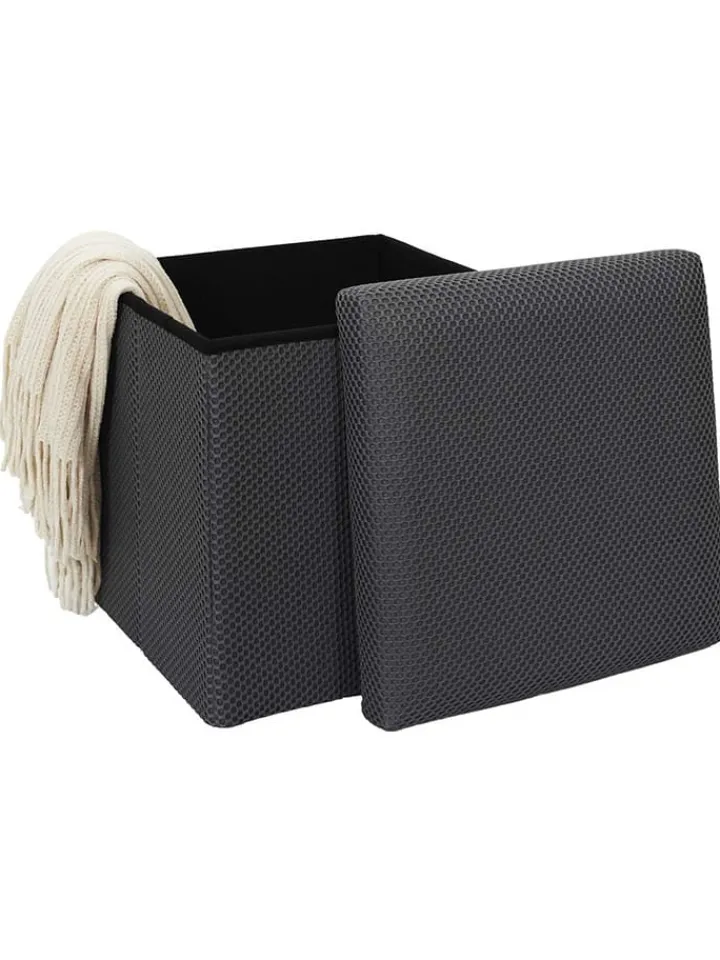Rétro Chic Sitzmöbel<Aufbewahrungshocker "Atome" in Grau - (B)38 x (H)38 x (T)38 cm