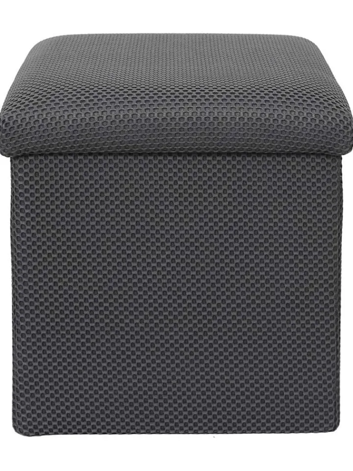 Rétro Chic Sitzmöbel<Aufbewahrungshocker "Atome" in Grau - (B)38 x (H)38 x (T)38 cm