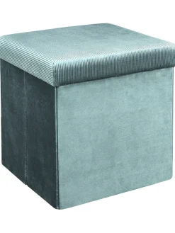 Rétro Chic Sitzmöbel<Aufbewahrungshocker "Giulia" in Petrol - (B)38 x (H)38 x (T)38 cm