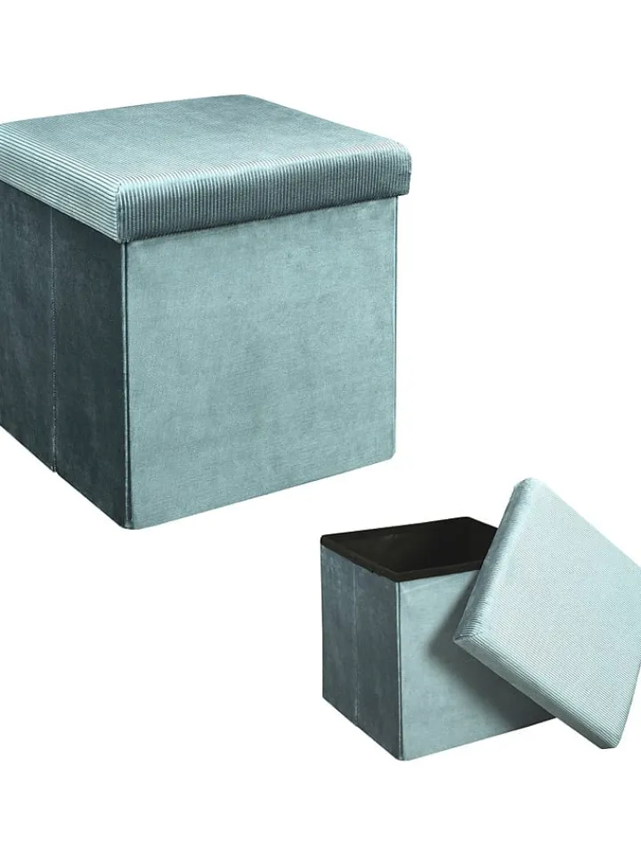 Rétro Chic Sitzmöbel<Aufbewahrungshocker "Giulia" in Petrol - (B)38 x (H)38 x (T)38 cm