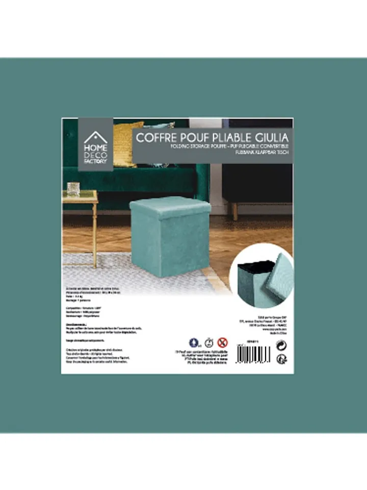 Rétro Chic Sitzmöbel<Aufbewahrungshocker "Giulia" in Petrol - (B)38 x (H)38 x (T)38 cm