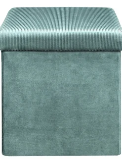 Rétro Chic Sitzmöbel<Aufbewahrungshocker "Giulia" in Petrol - (B)38 x (H)38 x (T)38 cm