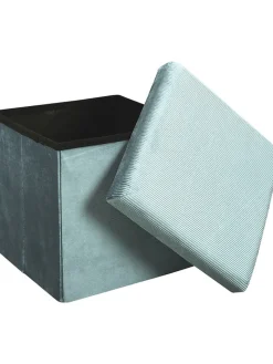 Rétro Chic Sitzmöbel<Aufbewahrungshocker "Giulia" in Petrol - (B)38 x (H)38 x (T)38 cm