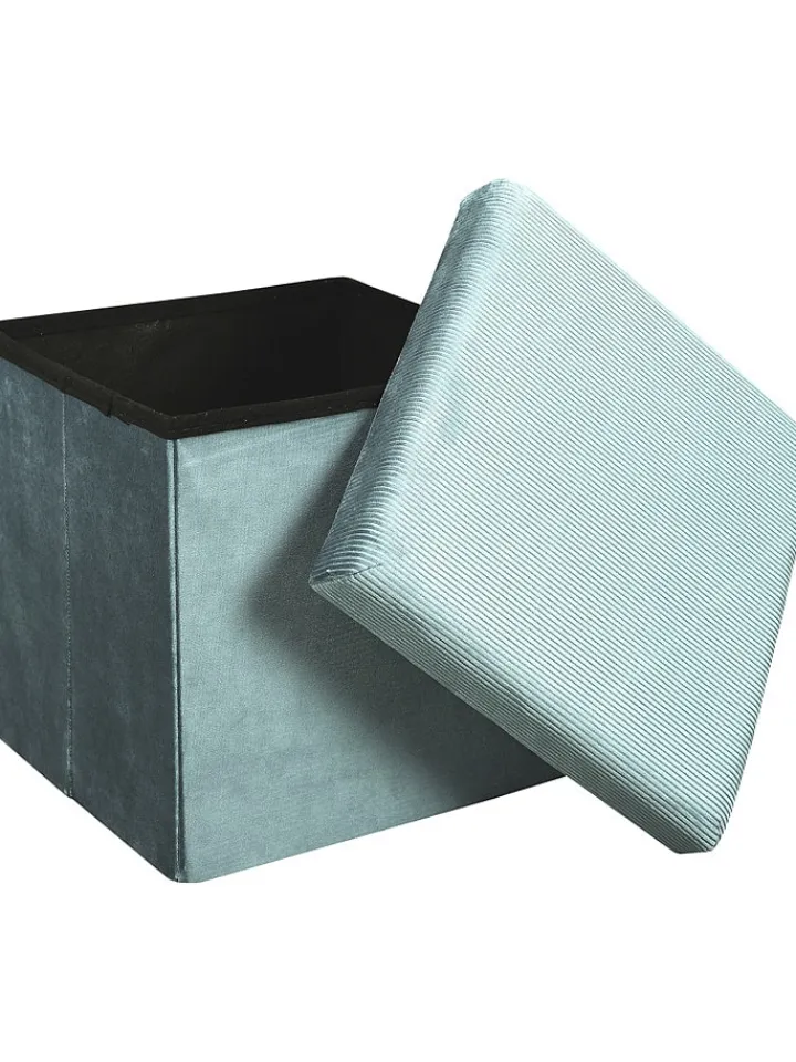 Rétro Chic Sitzmöbel<Aufbewahrungshocker "Giulia" in Petrol - (B)38 x (H)38 x (T)38 cm