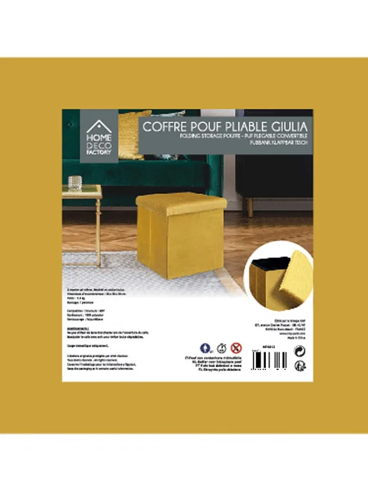 Rétro Chic Sitzmöbel<Aufbewahrungshocker "Giulia" in Senf - (B)38 x (H)38 x (T)38 cm