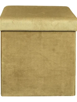 Rétro Chic Sitzmöbel<Aufbewahrungshocker "Giulia" in Senf - (B)38 x (H)38 x (T)38 cm