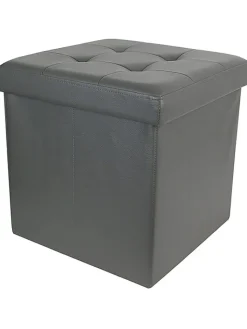 Rétro Chic Sitzmöbel<Aufbewahrungshocker in Grau - (B)38 x (H)38 x (T)38 cm