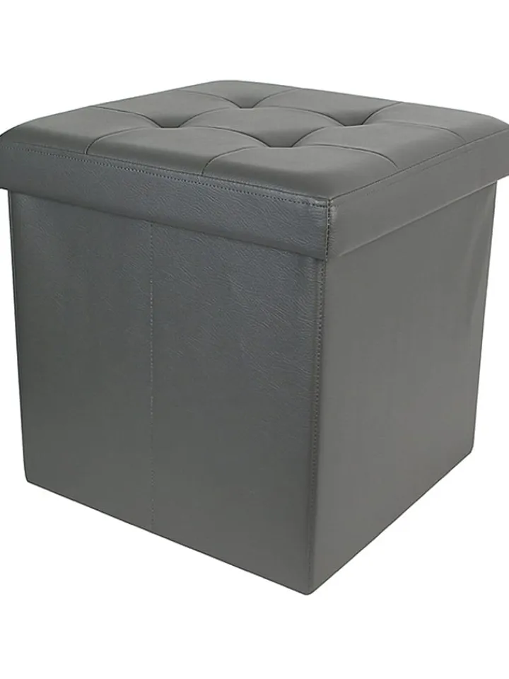Rétro Chic Sitzmöbel<Aufbewahrungshocker in Grau - (B)38 x (H)38 x (T)38 cm