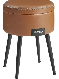 SONGMICS Sitzmöbel<Aufbewahrungshocker in Hellbraun - (H)44,4 x Ø 32 cm