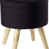 Echtwerk Sitzmöbel<Aufbewahrungshocker "Max" in Schwarz - (H)36 x Ø 32,5 cm