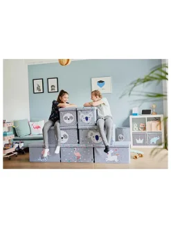 STORE IT Kindermöbel|Sitzmöbel<Aufbewahrungshocker "Panda" in Grau - (B)35 x (H)35 x (T)35 cm