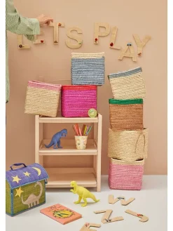 Rice Kisten & Körbe<Aufbewahrungskorb in Creme/ Pink - (B)20 x (H)20 x (T)20 cm