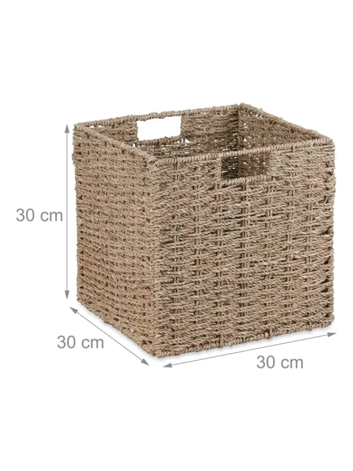 relaxdays Kisten & Körbe<Aufbewahrungskorb in Natur - 30 x 30 x 30 cm