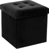 WellHome Sitzmöbel<Aufbewahrungspouf in Schwarz - (B)38 x (H)38 x (T)38 cm