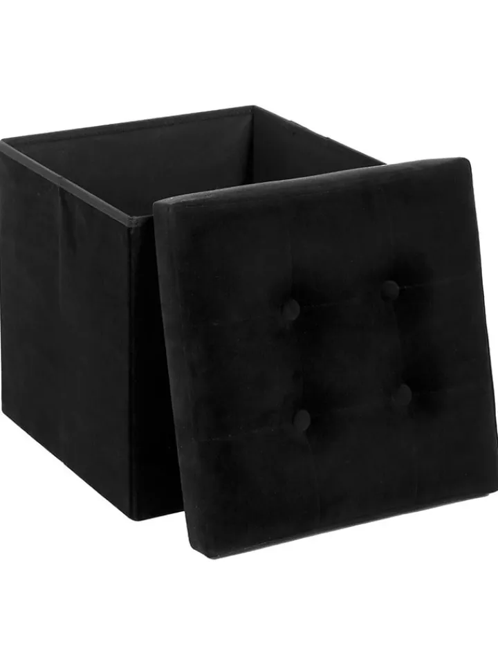 WellHome Sitzmöbel<Aufbewahrungspouf in Schwarz - (B)38 x (H)38 x (T)38 cm