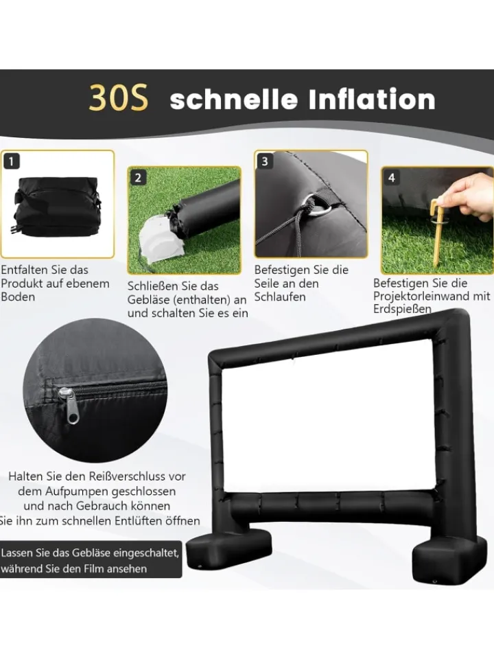 COSTWAY Tv & Audio<Aufblasbare Beamer Leinwand in Schwarz