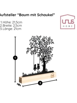 UNUS Dekofiguren & -Objekte<Aufsteller Baum mit Kindern auf einer Schaukel in Schwarz