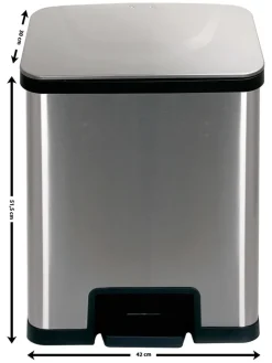 Echtwerk Mülleimer<Automatik-Tretabfalleimer "Powerstep" in Silber - 38 l