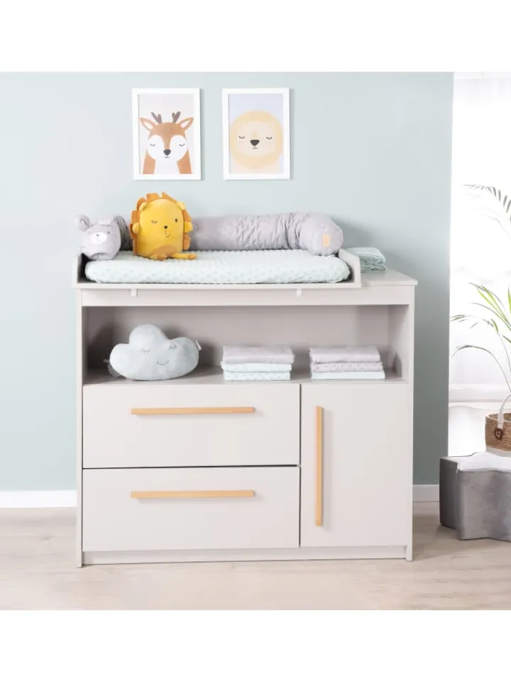 roba Möbel-Sets<Babyzimmer Set Lea 2-tlg. Holz Beige/Grau mit Bett & Kommode