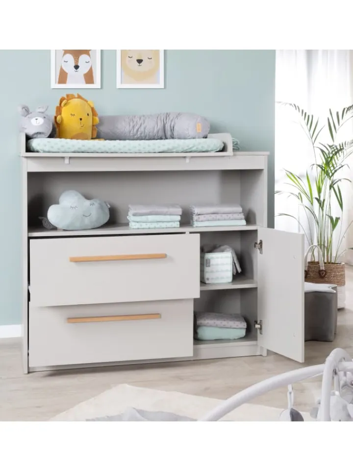 roba Möbel-Sets<Babyzimmer Set Lea 2-tlg. Holz Beige/Grau mit Bett & Kommode