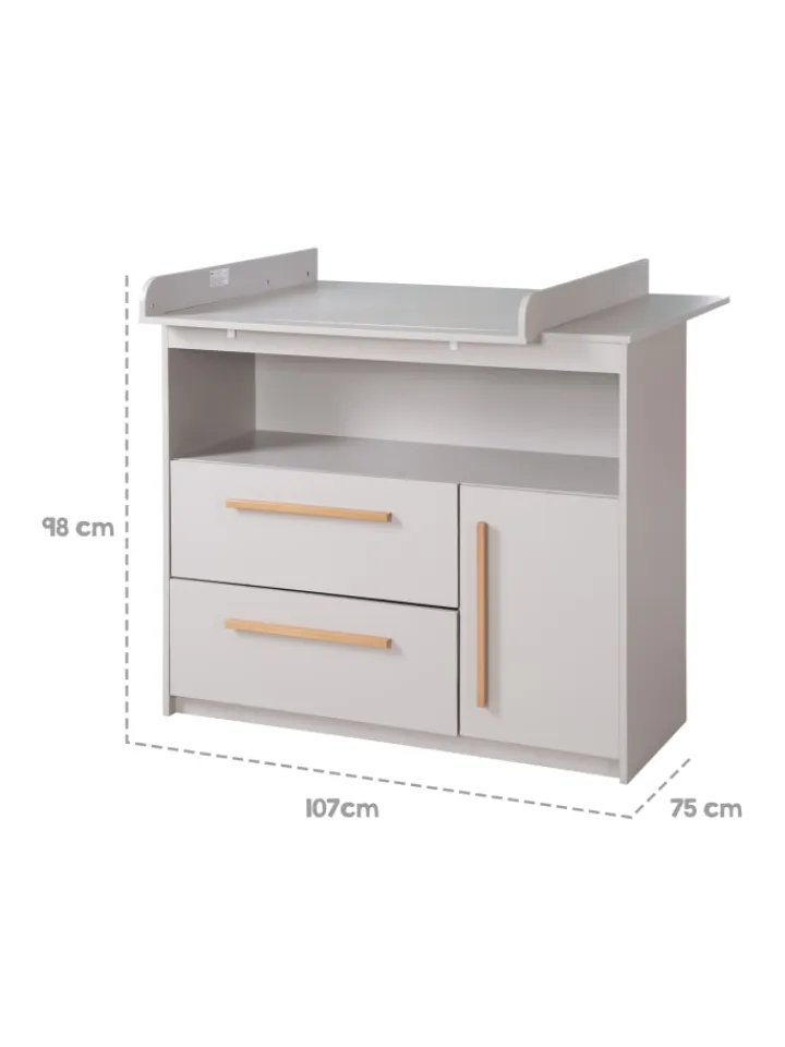roba Möbel-Sets<Babyzimmer Set Lea 2-tlg. Holz Beige/Grau mit Bett & Kommode
