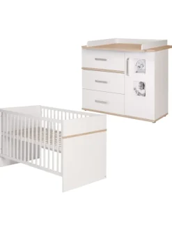 roba Möbel-Sets<Babyzimmer Set Pia 2-tlg. Weiß/Sanremo Eiche mit Bett & Kommode