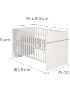 roba Möbel-Sets<Babyzimmer Set Pia 2-tlg. Weiß/Sanremo Eiche mit Bett & Kommode