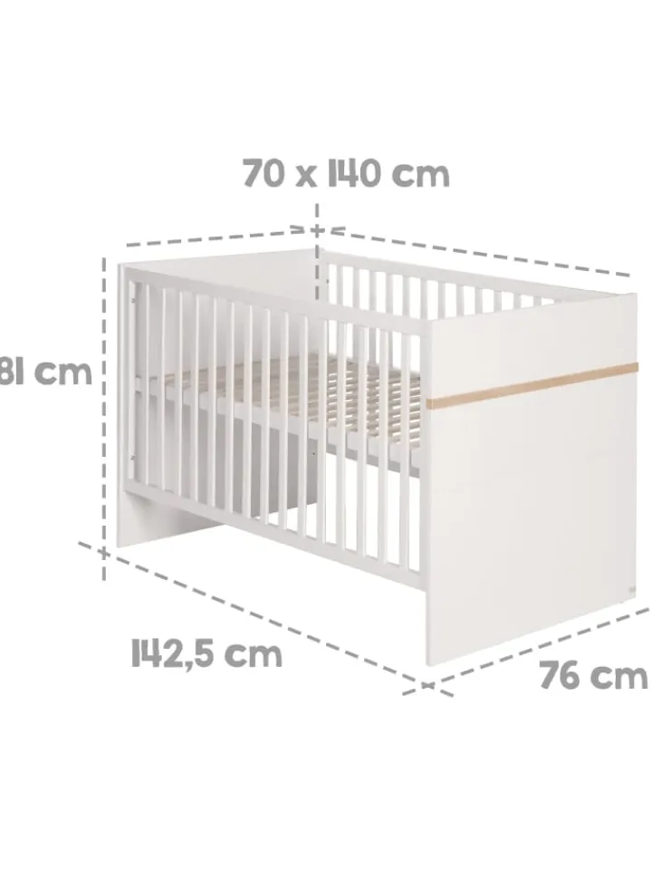 roba Möbel-Sets<Babyzimmer Set Pia 2-tlg. Weiß/Sanremo Eiche mit Bett & Kommode