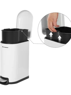 SONGMICS Mülleimer<Badezimmereimer in Weiß - (B)18,5 x (H)39 x (T)31,5 cm
