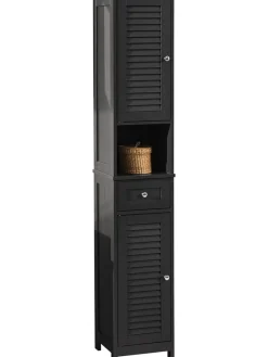 SoBuy Badmöbel<Badezimmer-Hochschrank in Drunkelgrau - (B)32 x (H)170 x (T)30cm