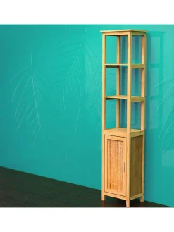 Schütte Badmöbel|Badezimmermöbel<Badezimmer-Hochschrank in Hellbraun - (B)40 x (H)190 x (T)30 cm