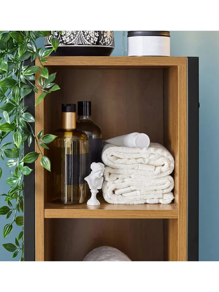 SoBuy Badezimmermöbel|Badmöbel<Badezimmer-Hochschrank in Braun - (B)30 x (H)168 x (T)28cm