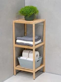 Alpina Badmöbel|Badezimmermöbel<Badezimmerregal in Hellbraun - (B)33 x (H)77,5 x (T)32 cm