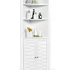 COSTWAY Badmöbel<Badezimmerschrank Ecke in Weiß