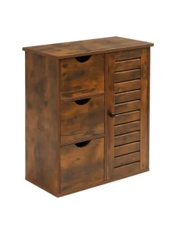 relaxdays Badmöbel<Badezimmerschrank in Braun - (B)60 x (H)80 x (T)30 cm