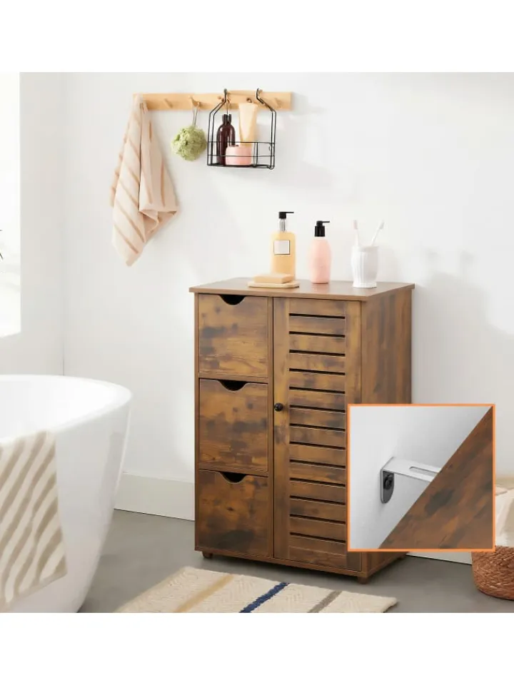 relaxdays Badmöbel<Badezimmerschrank in Braun - (B)60 x (H)80 x (T)30 cm