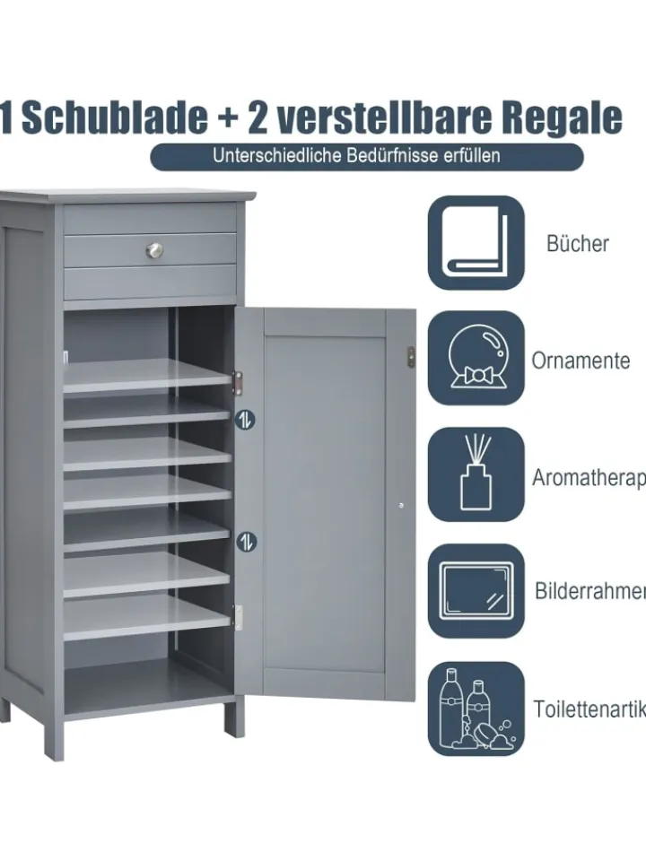 COSTWAY Badezimmermöbel<Badezimmerschrank in Grau