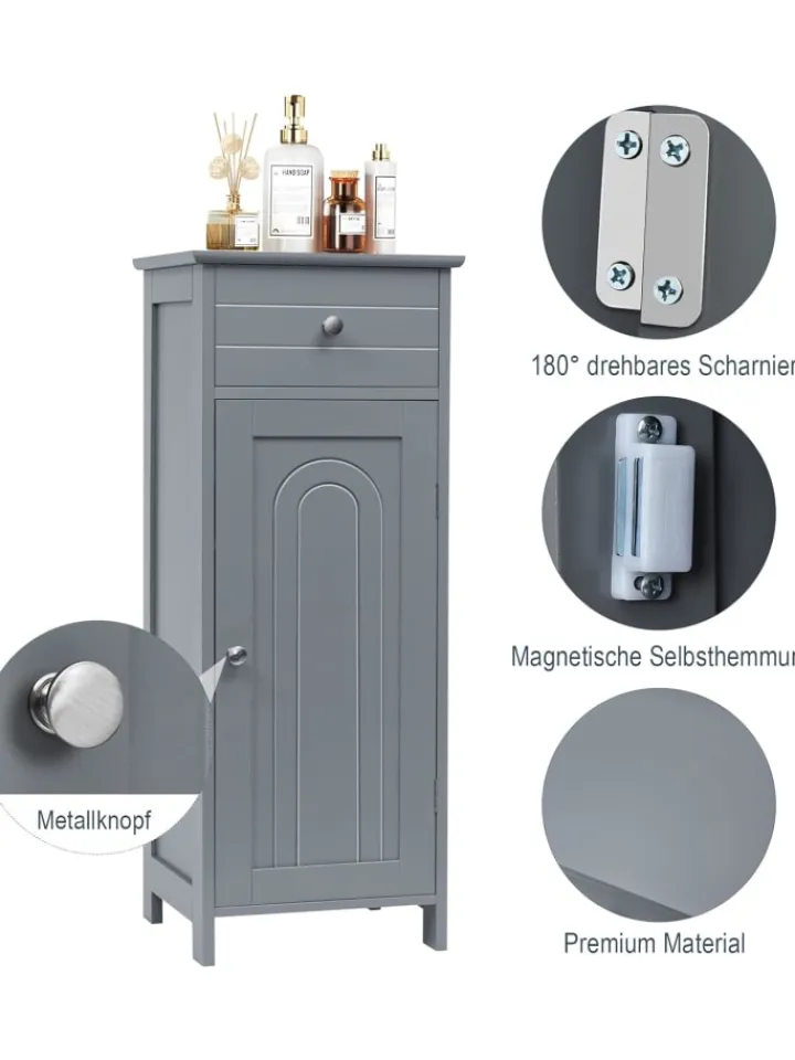 COSTWAY Badezimmermöbel<Badezimmerschrank in Grau