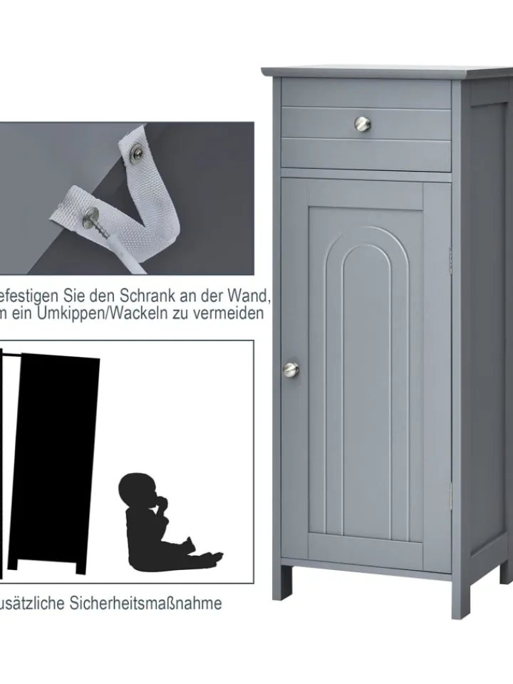 COSTWAY Badezimmermöbel<Badezimmerschrank in Grau