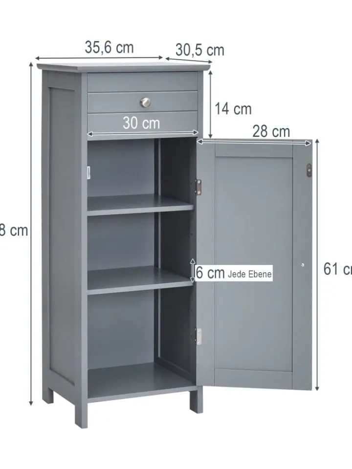COSTWAY Badezimmermöbel<Badezimmerschrank in Grau