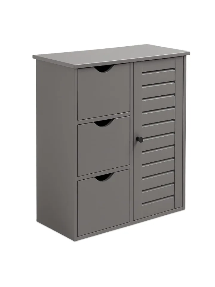 relaxdays Badezimmermöbel<Badezimmerschrank in Grau - (B)60 x (H)80 x (T)30 cm