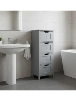 relaxdays Badmöbel|Badezimmermöbel<Badezimmerschrank in Grau - (B)30 x (H)82 x (T)30 cm
