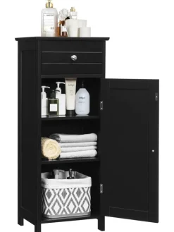 COSTWAY Badezimmermöbel<Badezimmerschrank in Schwarz