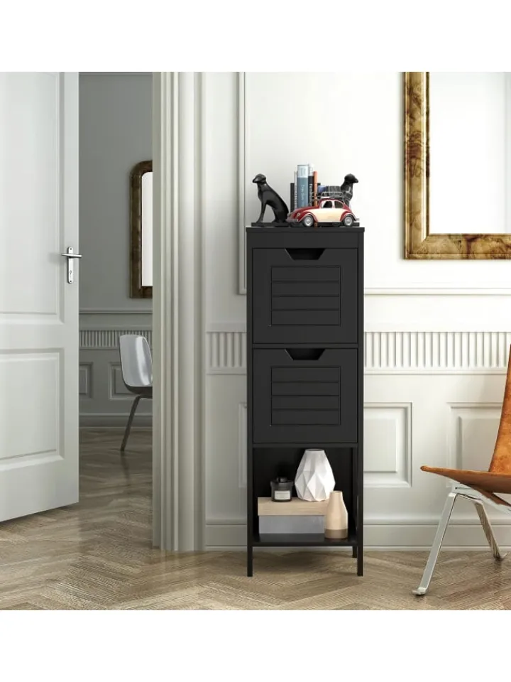 COSTWAY Badezimmermöbel|Badmöbel<Badezimmerschrank in Schwarz