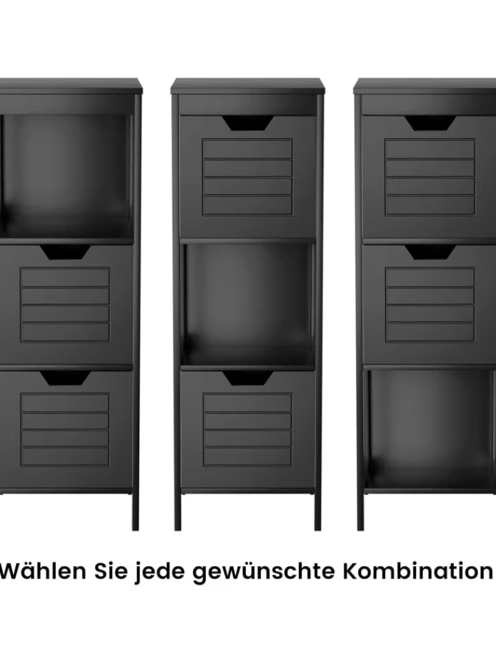 COSTWAY Badezimmermöbel|Badmöbel<Badezimmerschrank in Schwarz