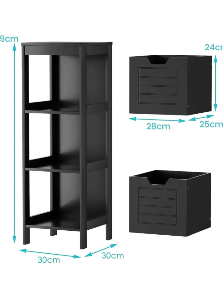 COSTWAY Badezimmermöbel|Badmöbel<Badezimmerschrank in Schwarz