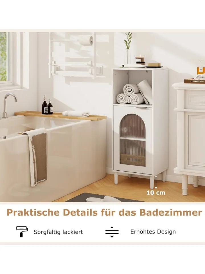COSTWAY Badmöbel<Badezimmerschrank in Weiß