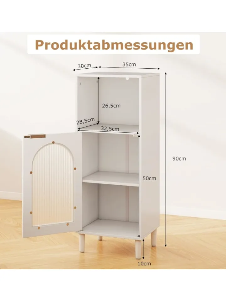 COSTWAY Badmöbel<Badezimmerschrank in Weiß